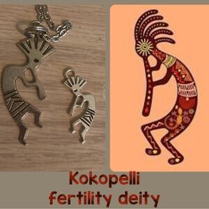 kokopeli fertility medicine man necklace w extra charm & healing stones ❤️🩹